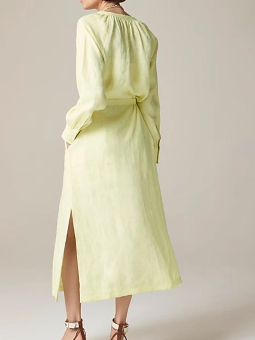 J. Crew Linen Cabana Maxi Dress in Yellow